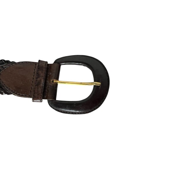 Vintage Capezio Wide Brown Woven Leather Belt  Size S  Leather Covered Buckle - Picture 6 of 9
